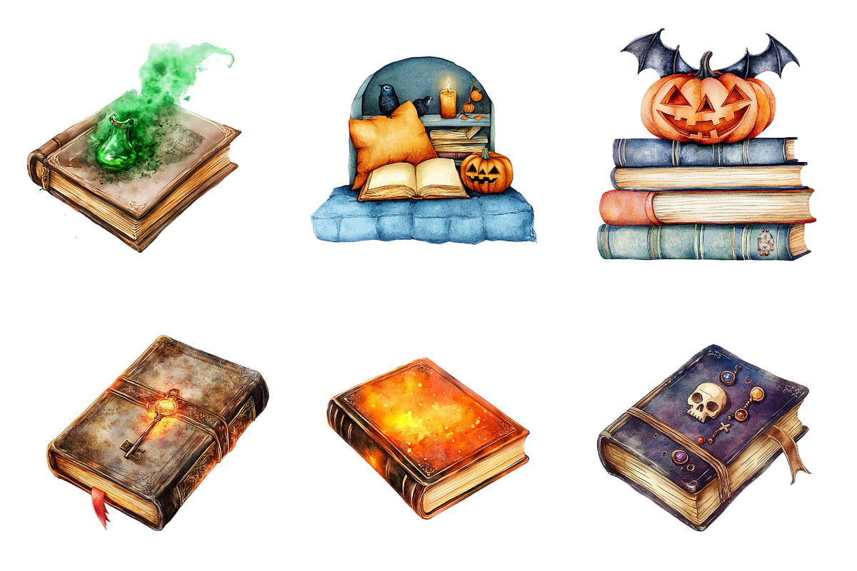 Books & Halloween Clipart, an Illustration by CreationArt (Photo 3 of 4)