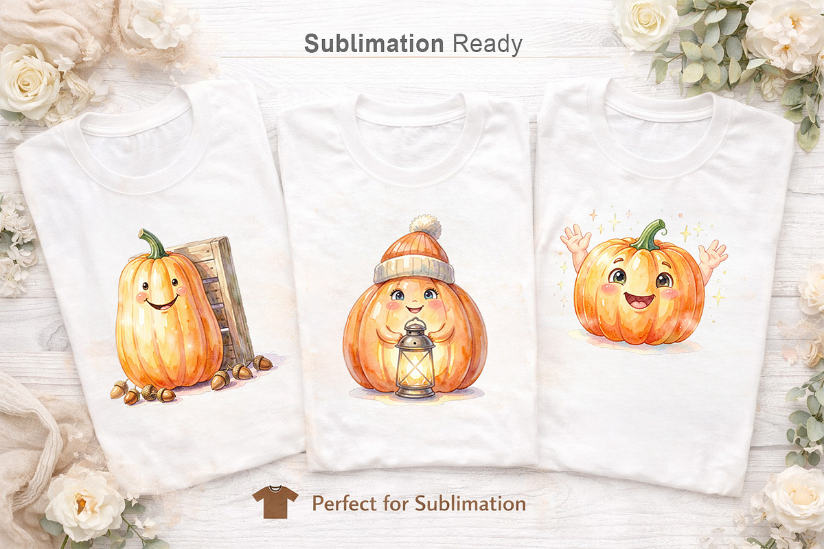 Boho Watercolor Smiling Pumpkins, an Illustration by Artnoy (Photo 5 of 8)