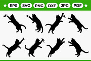 Hunting Cat Silhouettes Vector Set, an Animal Illustration by Artonix (Thumbnail 1 of 3)
