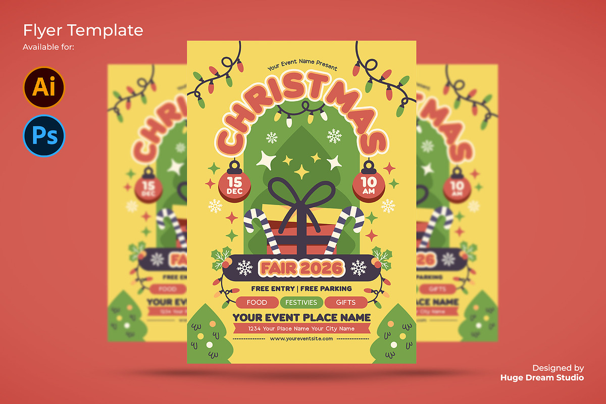 Playful Christmas Fair Flyer, a Flyer Template by Huge Dream Studio (Photo 1 of 5)