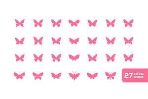 Beautiful Butterfly Icon Set Logo