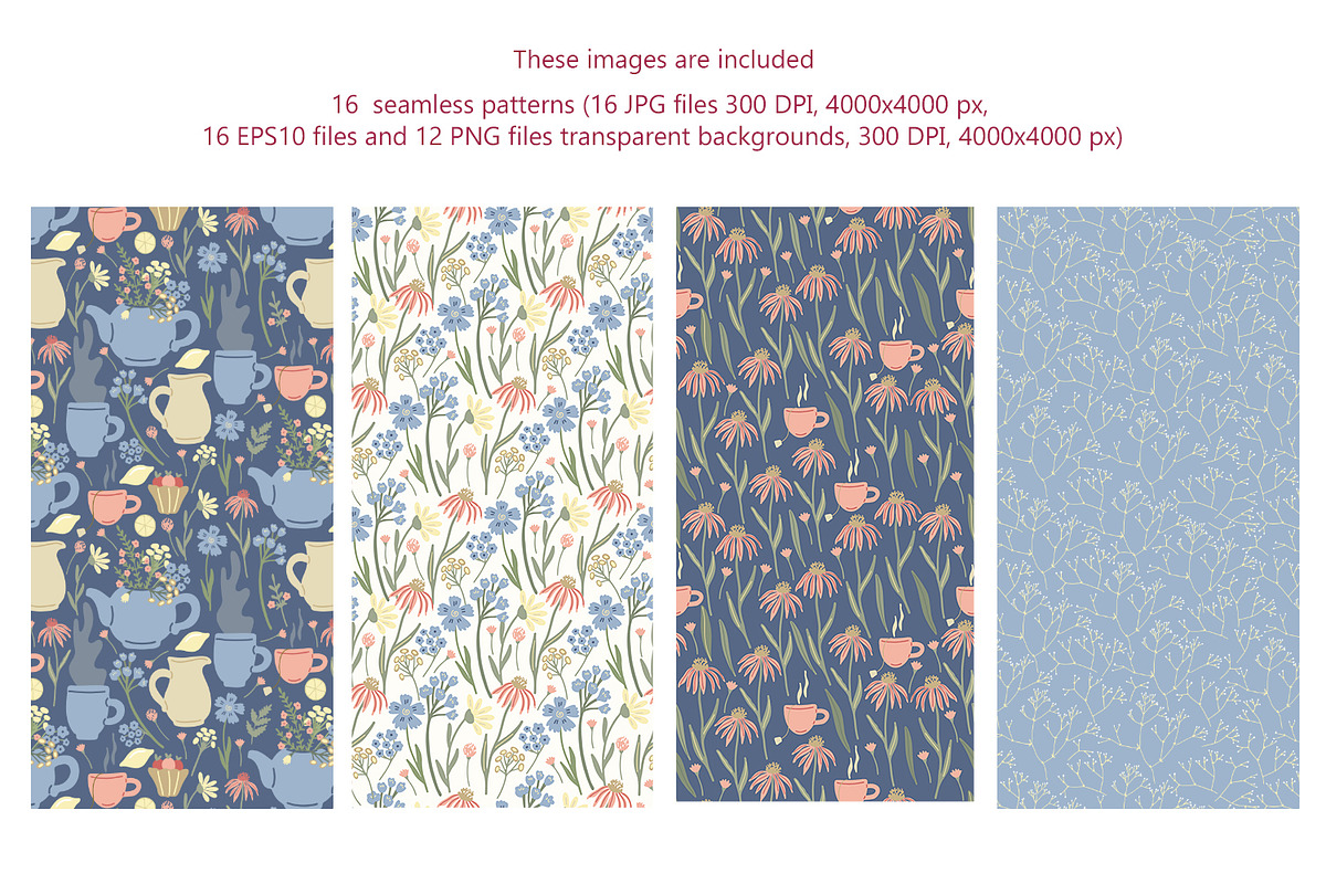 Herbal tea clipart and patterns, a Pattern Graphic by Anna Druzhkova (Photo 7 of 15)