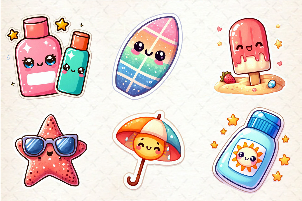 Kawaii Beach Clipart Bundle, an Illustration by SinaCreation (Photo 4 of 5)