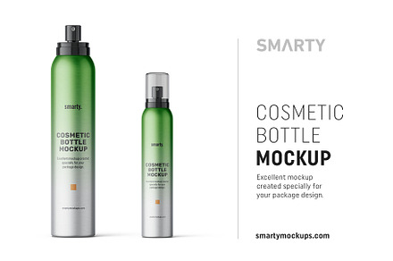 Metallic spray bottle mockup