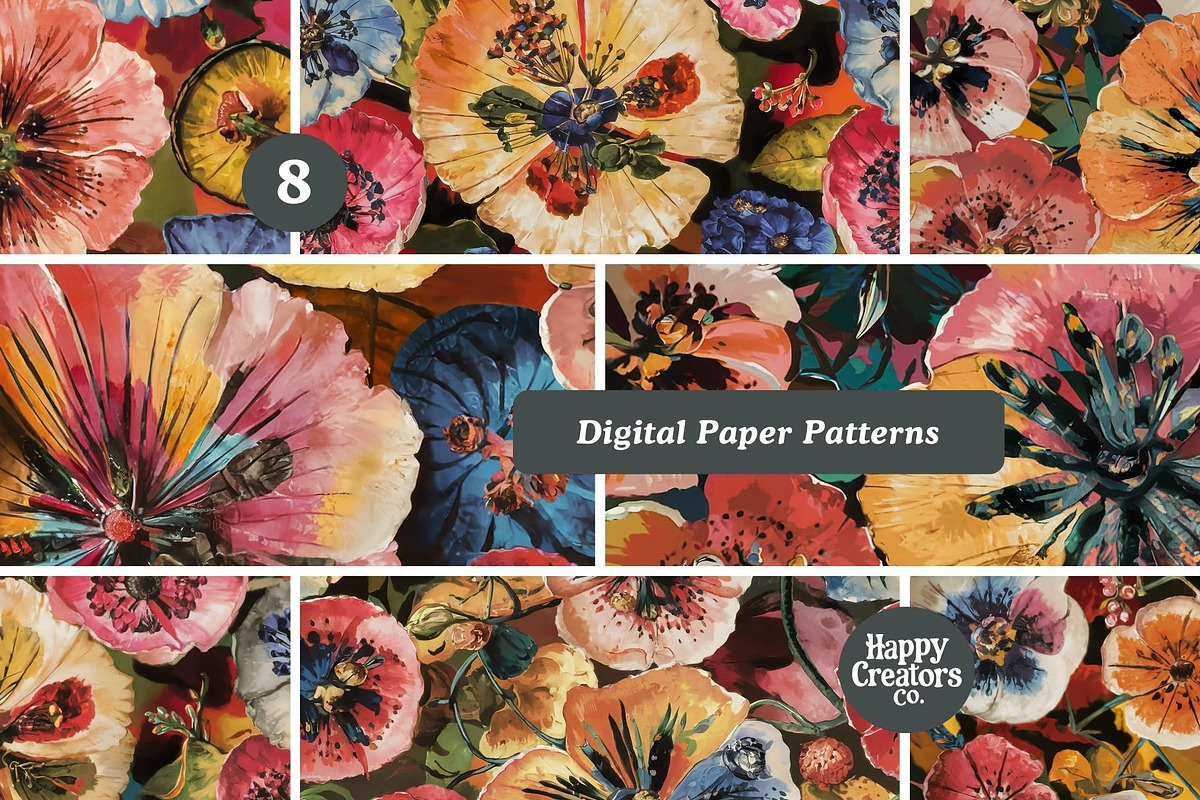 Pressed Flowers Digital Papers #1, a Pattern Graphic by Happy Creators Co. (Photo 6 of 7)