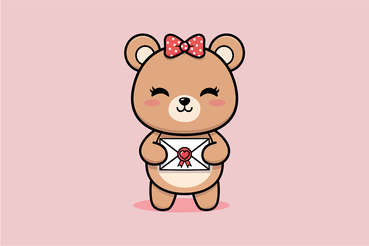 Cute Bear Holding Love Envelope, an Animal Illustration by shazi (Photo 1 of 3)