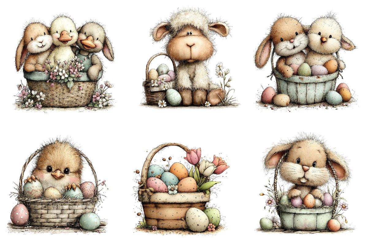 Easter Basket Clipart Bundle, an Illustration by Dream Creation (Photo 7 of 8)