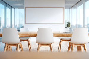 Modern conference room with table and chairs, a Business Photo by AlyaAnd