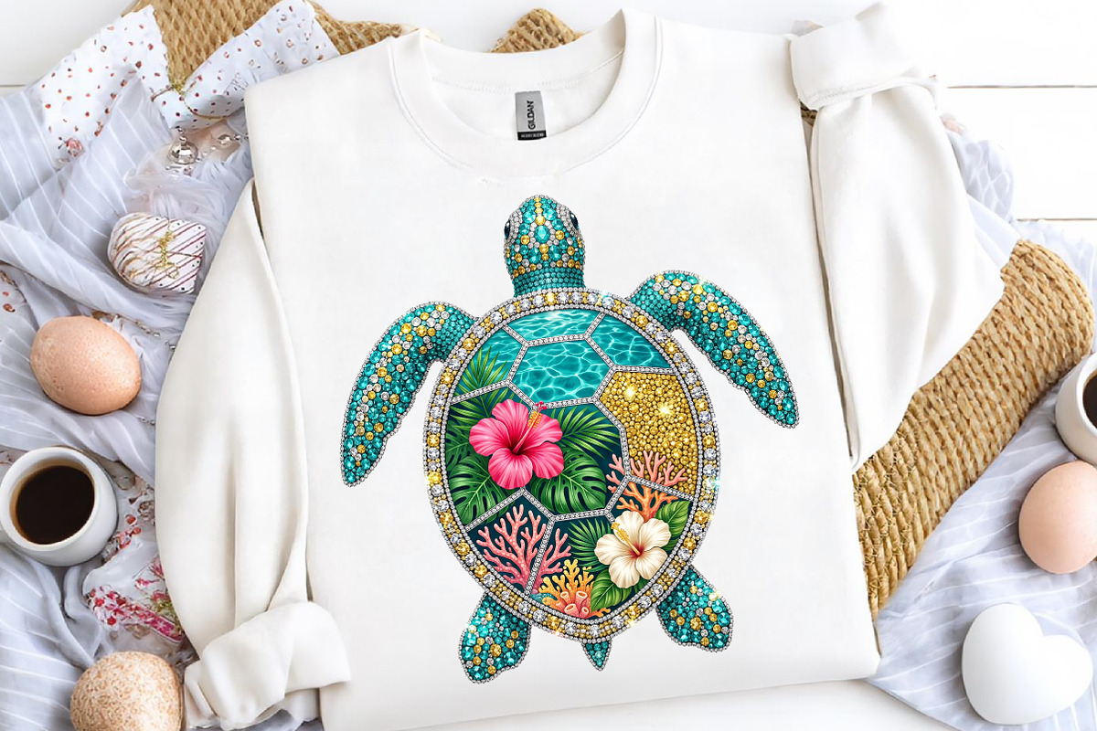 Sea Turtle PNG Rhinestone Summer, an Illustration by CreationArt (Photo 4 of 5)