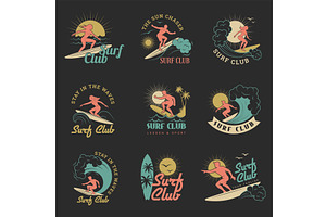 Surf club. T shirt design emblems, an Object Illustration by Onyx