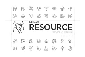 Human Resource Icons, an Outline Icon by Prosymbols