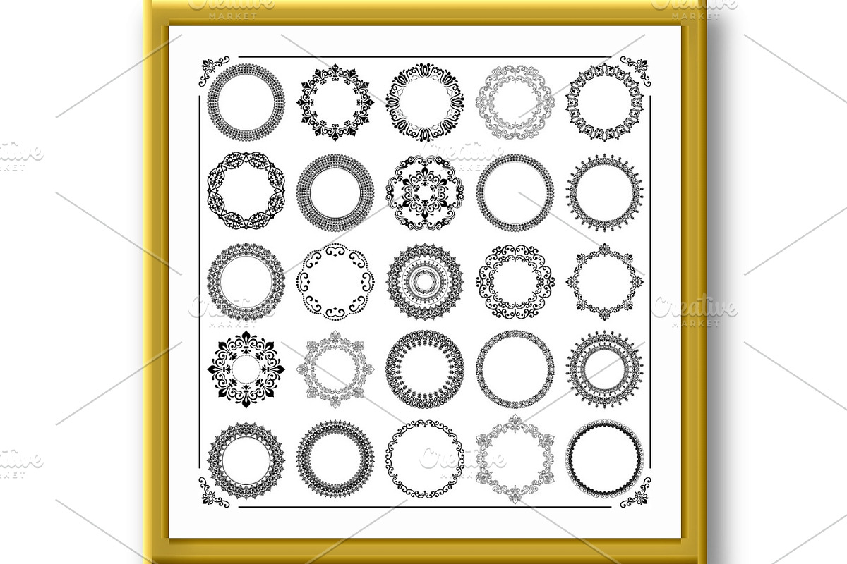 Vintage Set of Vector Round Elements, a Pattern Graphic by FineArtStudio (Photo 2 of 3)