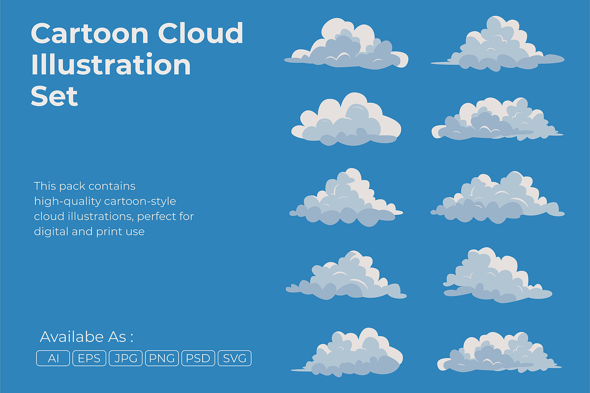 Cartoon Cloud Illustration Set, an Object Illustration by Partikusi Design (Photo 1 of 3)