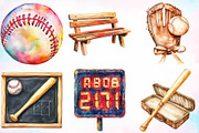 Watercolor Vintage Softball Clipart, a Seasonal Illustration by Canvas Craft (Thumbnail 3 of 3)