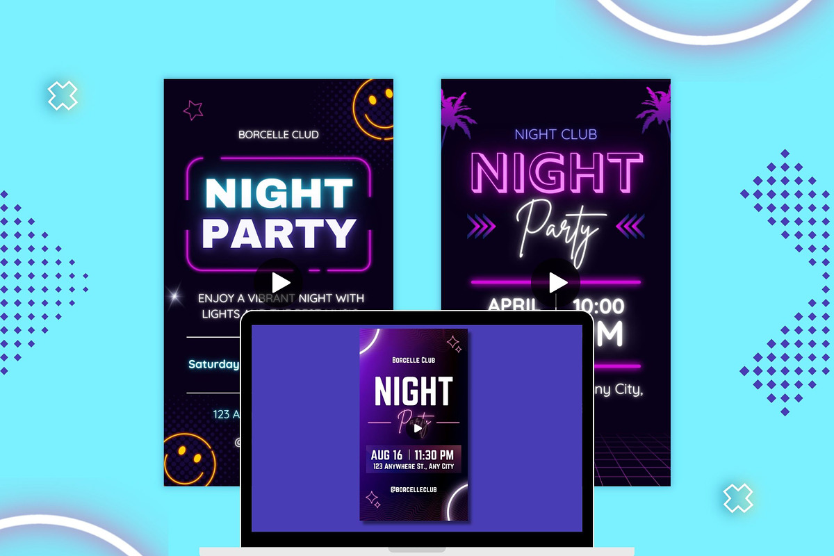 Neon Night Party Instagram Story, a Templates & Theme by TemplateCastleStore (Photo 3 of 9)