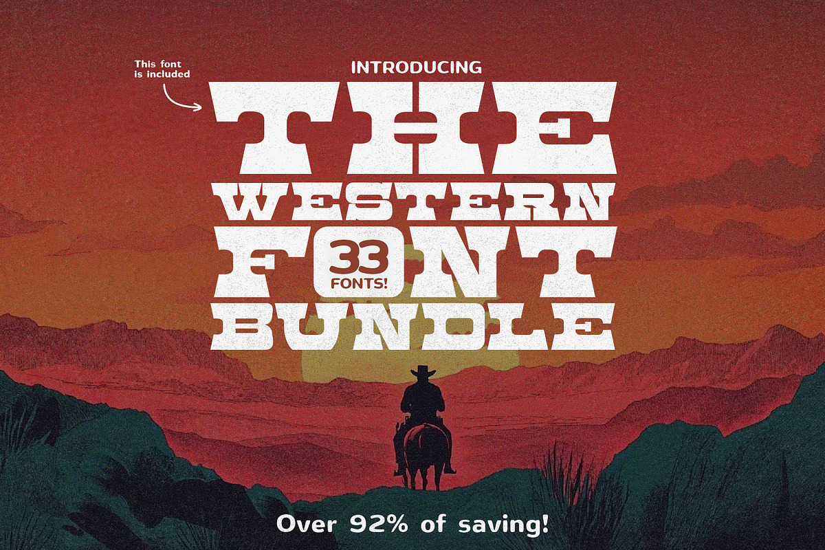 The Western Font Bundle (33 Fonts!), a Slab Serif Font by HipFonts (Photo 1 of 11)
