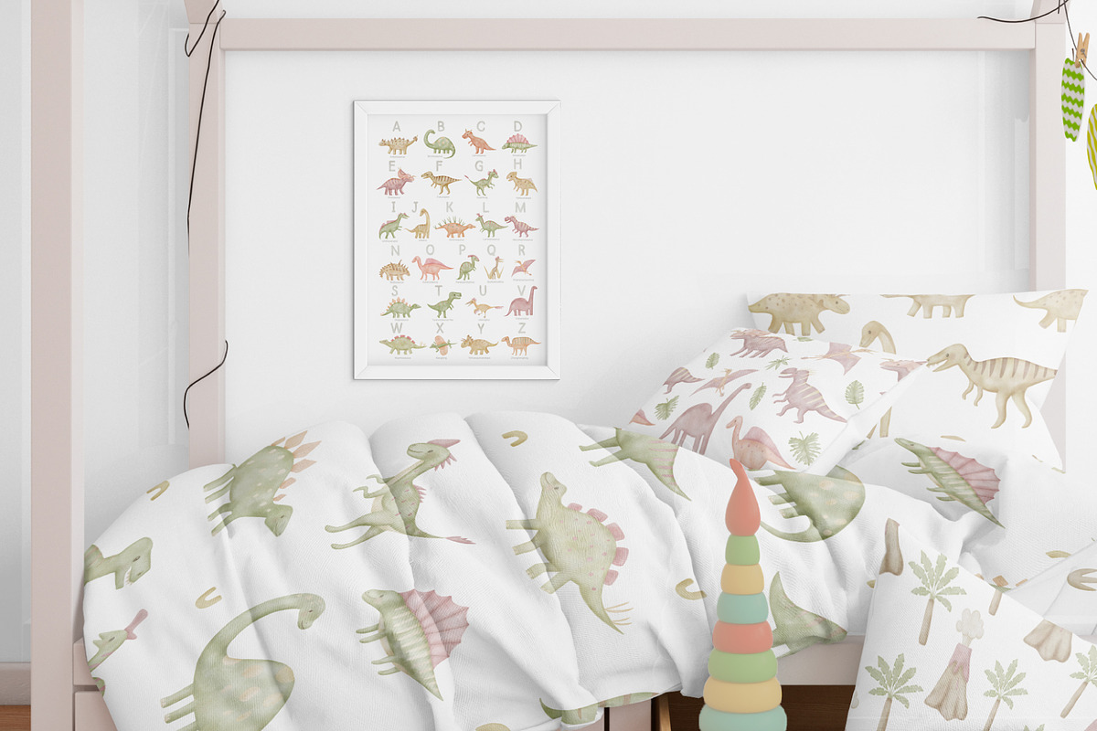 Dinosaur Watercolor Clipart, Pattern, an Object Graphic by NinaFedorova (Photo 2 of 10)