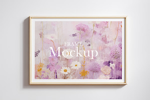 Wooden frame mockup close up