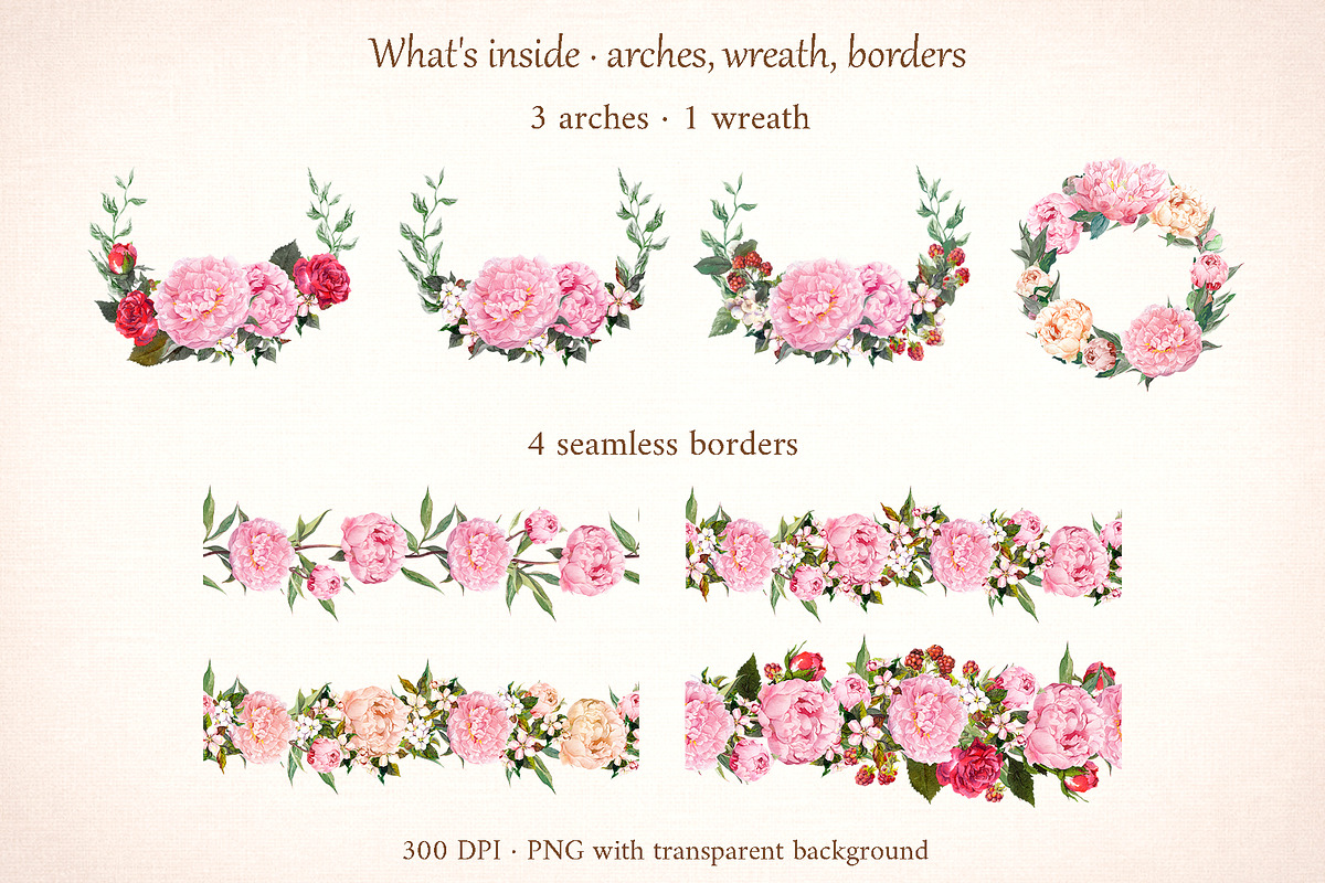 Blush Garden Peony Watercolor Set, a Seasonal Illustration by Where summer is (Photo 10 of 12)