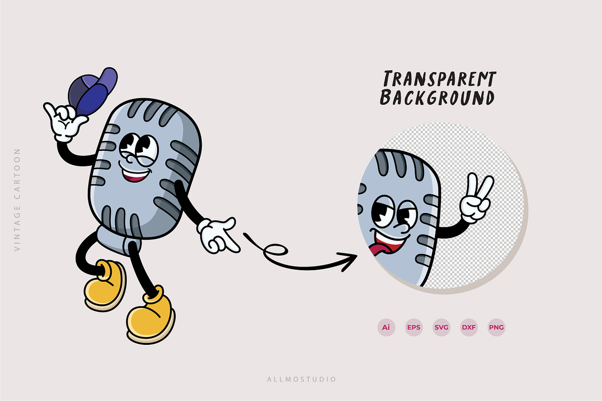 Microphone Character Mascot, an Object Illustration by Allmostudio (Photo 3 of 5)