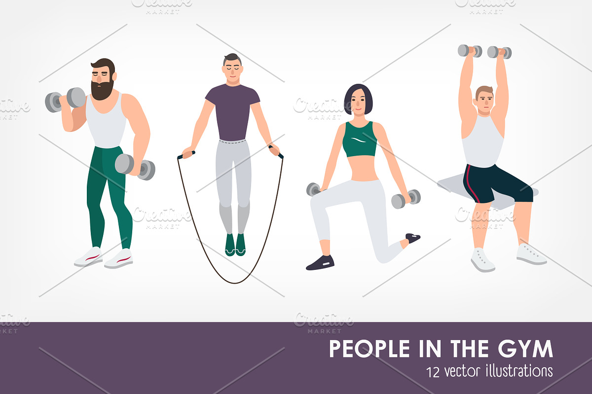 Gym people doing sports set, a Sport Illustration by Good Studio (Photo 1 of 4)
