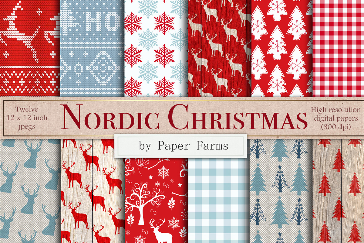 Nordic Christmas digital paper, a Pattern Graphic by Paper Farms (Photo 1 of 2)