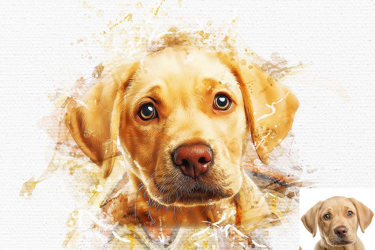 Pet Portrait Watercolor Art Generato, an Action Add-On by Studio Retouch (Photo 7 of 12)