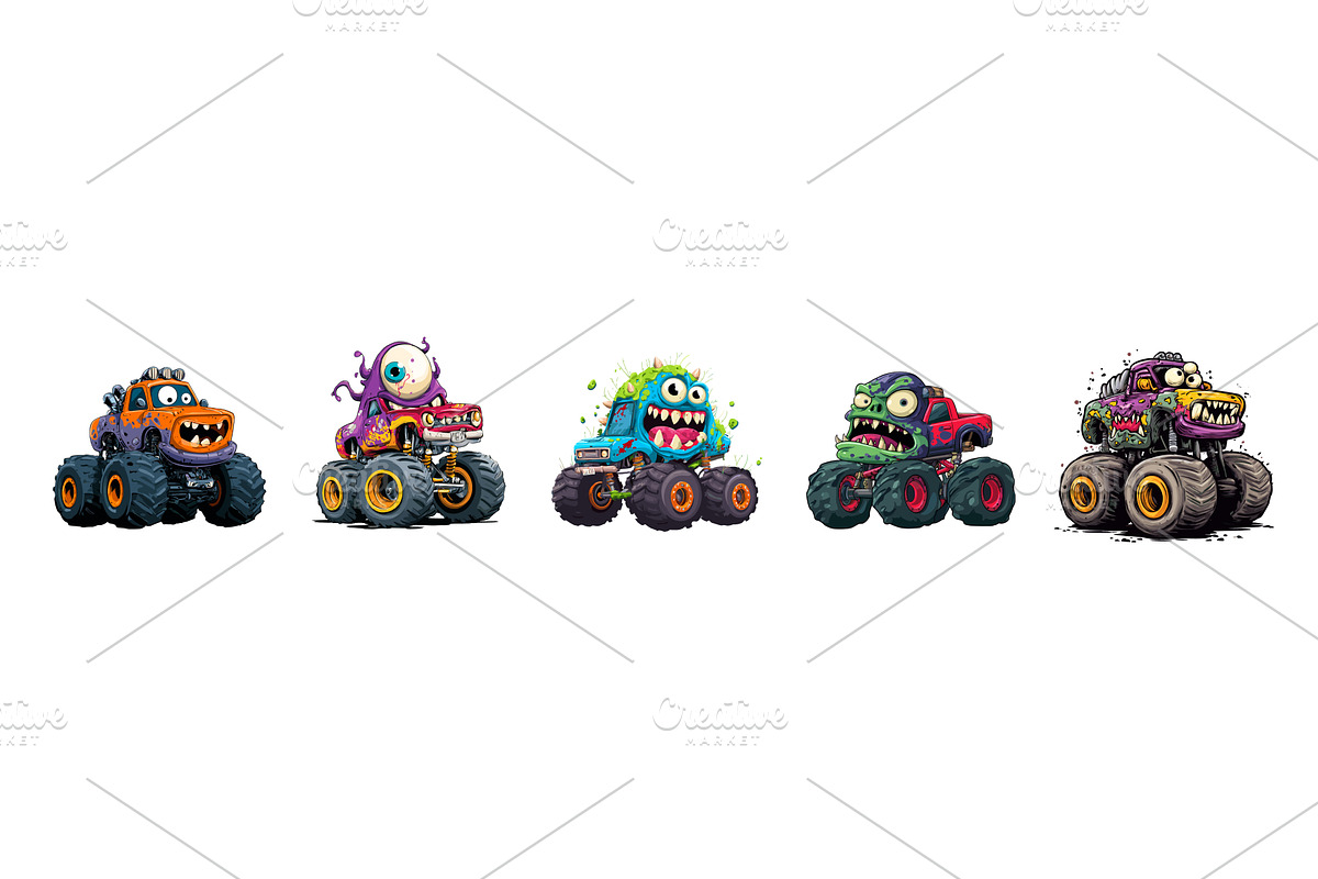 Fantasy monster truck. Isolated, a Transportation Illustration by Valerie Bodnar