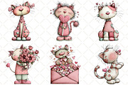 Whimsical Cats Valentines Day Clipar, an Illustration by Black Bird Studio (Thumbnail 3 of 6)