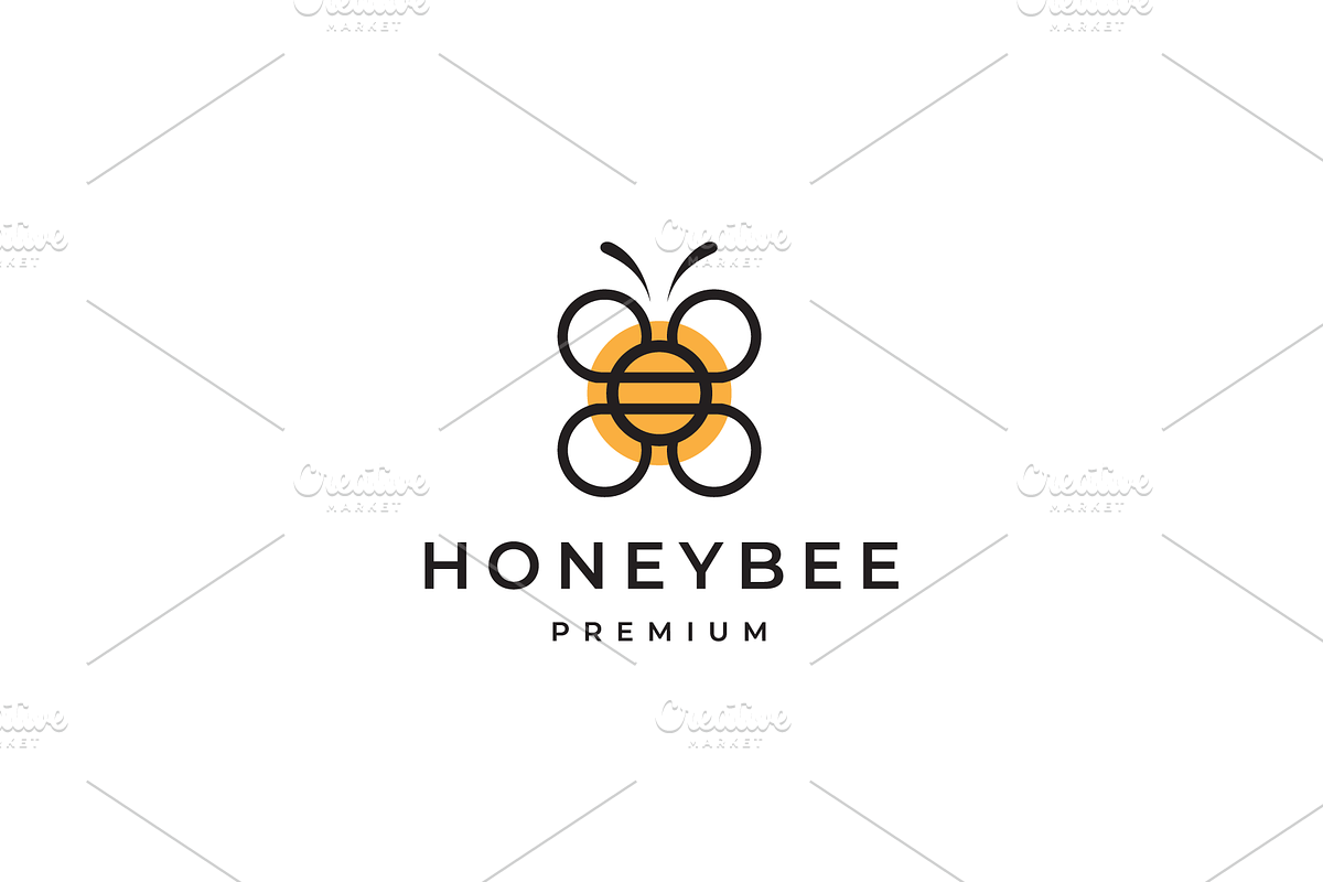 honey bee nature line logo design, a Branding & Logo Template by devastd