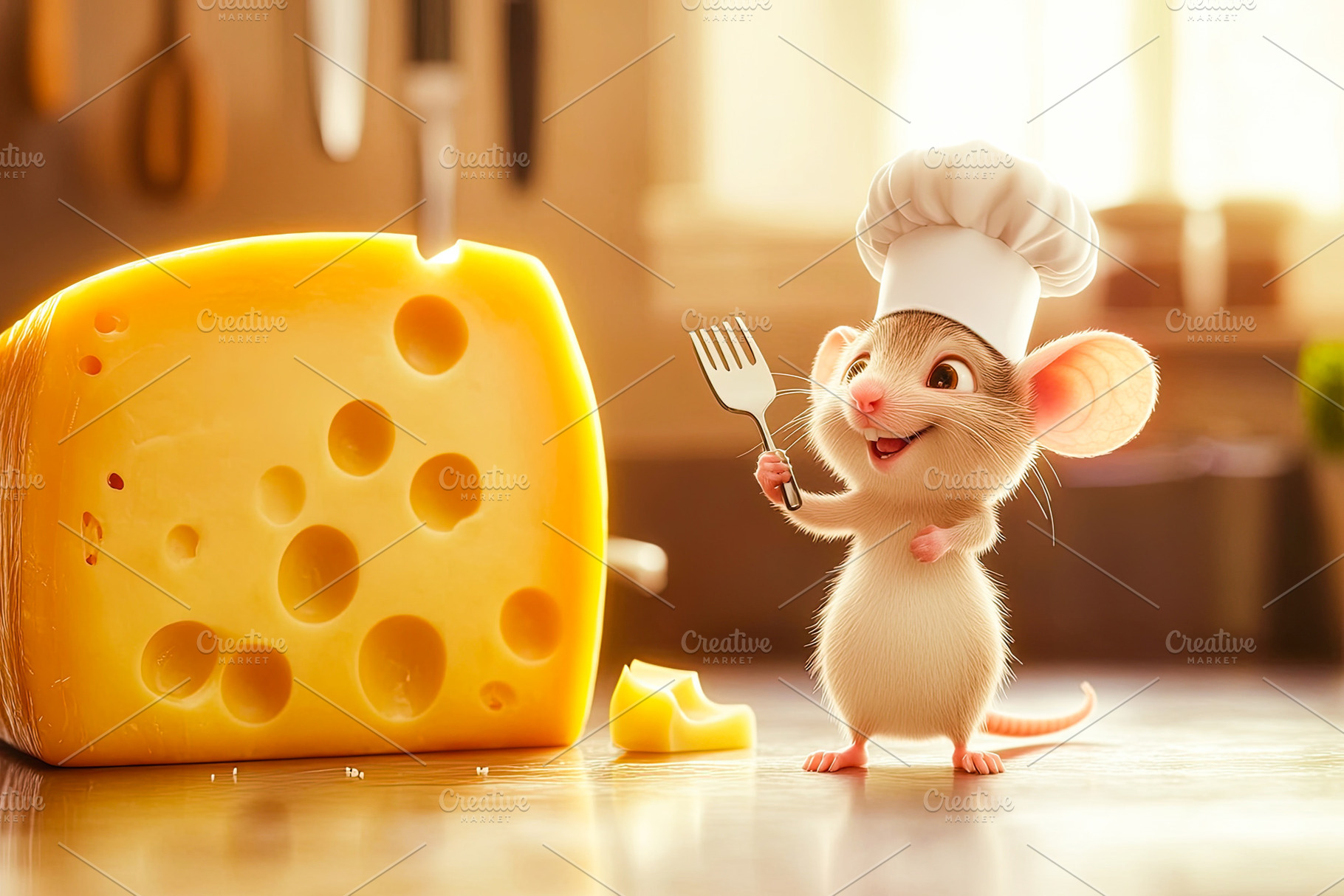 Chef Mouse with Cheese, an Animal Photo by Ales Munt