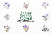 Watercolor Alpine Flowers Clipart, a Decorative Illustration by New-School-Wave (Thumbnail 6 of 6)
