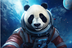 Cute Panda Astronaut In Cosmonautic