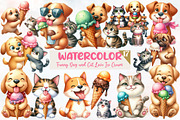 Funny Dog and Cat Love Ice Cream, an Animal Illustration by Designworld (Thumbnail 1 of 5)