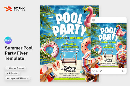 Summer Pool Party Flyer Canva