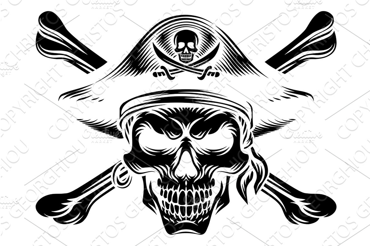 Skull Pirate Crossbones Crosssed, an Illustration by Christos Georghiou