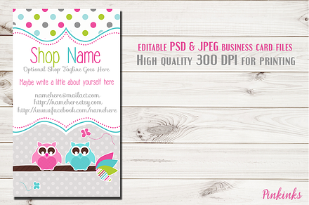 Owl Business Card Template, a Business Card Template by Pinkinks