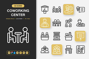 Coworking Center Icons, an Icon by Spacepixel Creative