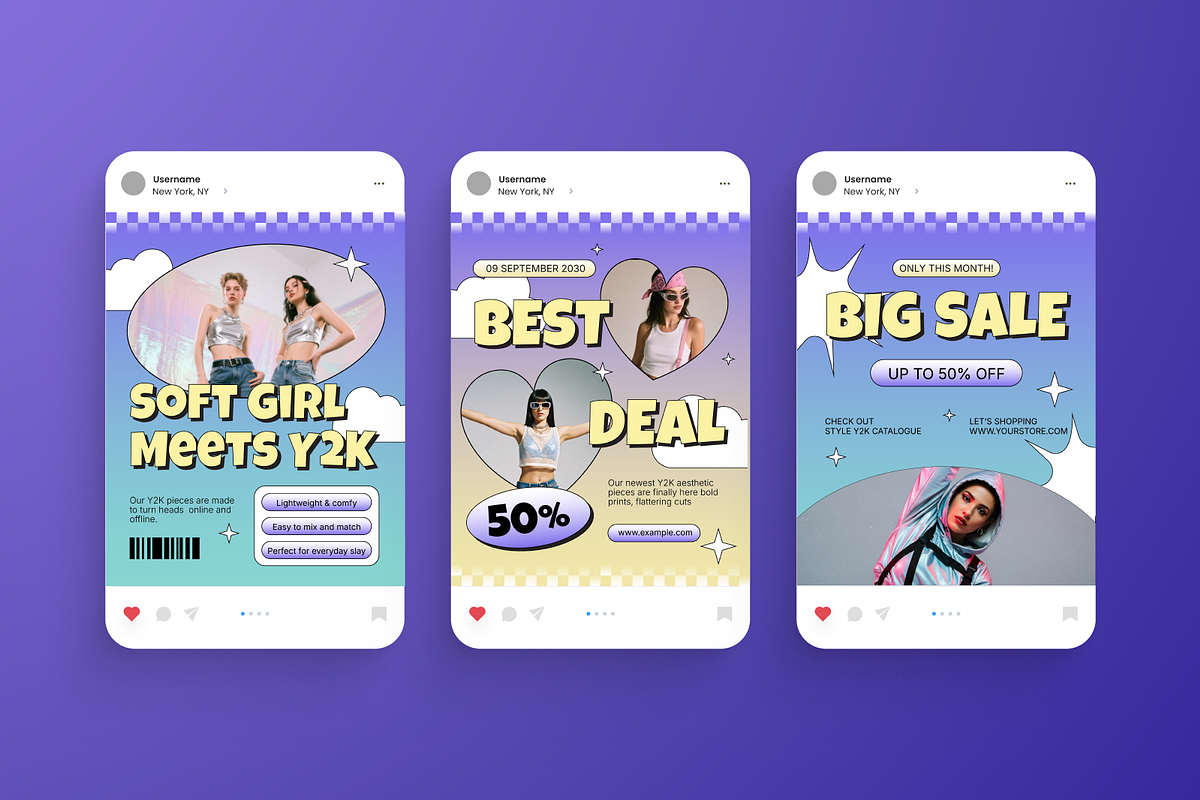Y2K Aesthetic Instagram Post, a Social Media Template by Annora Studio (Photo 3 of 6)