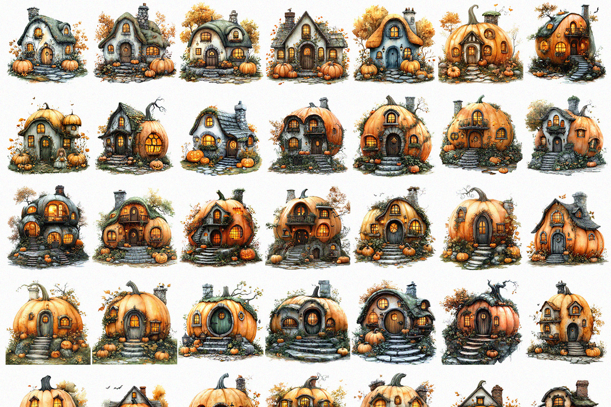 Watercolor Pumpkin Fairy House, an Object Graphic by DesignBTF (Photo 2 of 5)