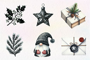 Black and White Christmas Clipart, an Illustration by CreationArt (Thumbnail 4 of 5)