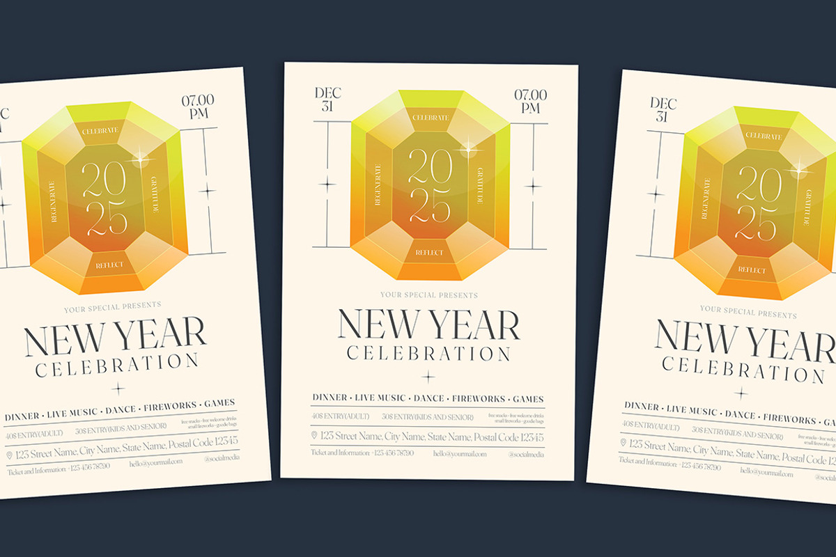 Elegant New Year Celebration Flyer, a Flyer Template by Gumico Studio. (Photo 1 of 3)