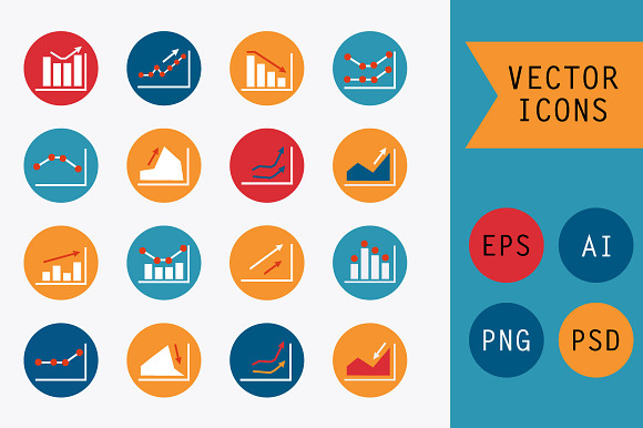 Set Of Icons With Charts And Diagram