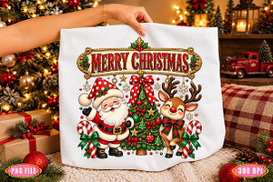 Christmas Santa and Reindeer PNG