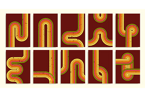Retro rainbow lines on brown, an Illustration by art PVP - market