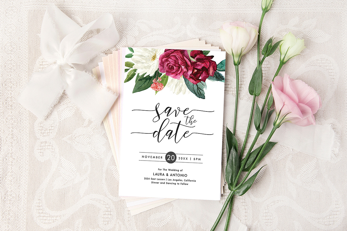 Canva Floral Save the Date Template preview 3