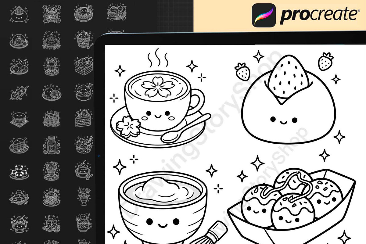 140 Sweets & Food Procreate Stamps, a Brush Add-On by DrawingStoryShop (Photo 4 of 6)