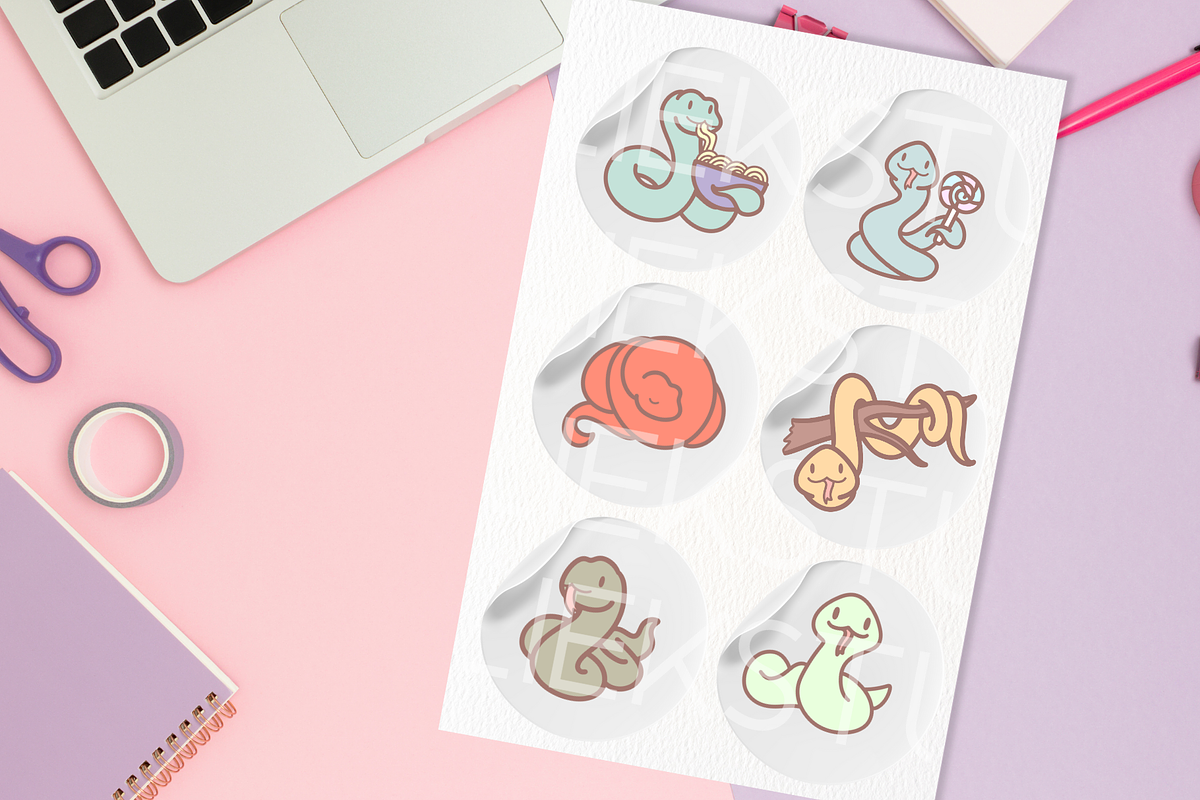 Cute Snakes Procreate Stamp Brushes, a Brush Add-On by HalieKStudio
