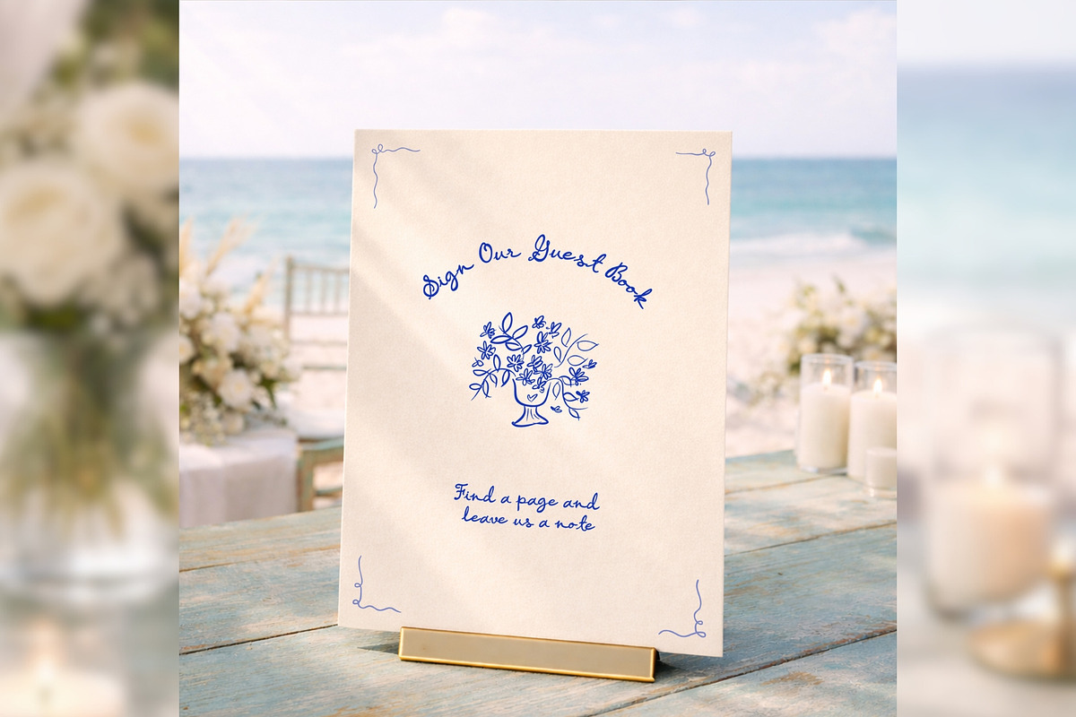 Guest Book Card Canva bd001, a Card Template by TyphoonStudio (Photo 1 of 9)
