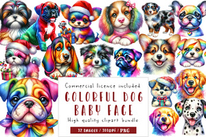 Colorful Baby Dog Face Sublimation, an Illustration by CreationArt